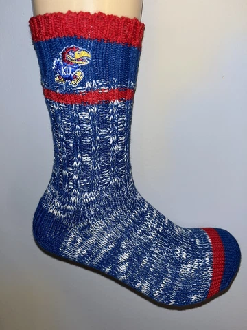 KANSAS JAYHAWKS COLLEGE MENS LOGO BLUE ALPINE CREW SOCKS MEDIUM Q Cover
