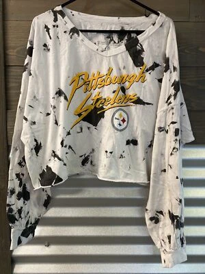 Pittsburgh Steelers Y2K V-neck Vintage Crop Top Shirt XL White Claypool 11 - Image 1 of 4