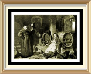 7x5 Eduard von Gruetzner Wall Art Print Drunk Monk CONVENT CELLAR Monastery - Picture 1 of 1