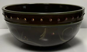 Demdaco Bayas de Chocolate Ensalada Grande Servir Tazón Banda Verde 10 1/8" - Imagen 1 de 3