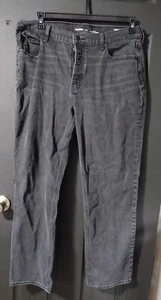 Jeans Old Navy para mujer talla 12 botones tiro alto holgados rectos negros denim - Imagen 1 de 5