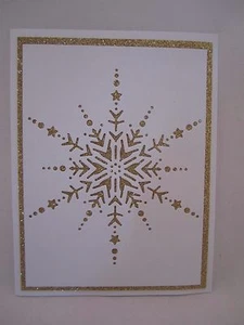 Handmade Christmas Card Snowflake in Gold or Blue Blank Inside U Choose How Many - Picture 1 of 12