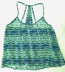 delia's Juniors Women's Sheer Colorful Cropped High Low Racerback Tank Size S - Picture 1 of 3