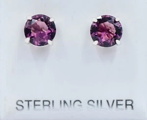 LAB CREATED 5.40 Cts AMETHYST STUD EARRINGS .925 Sterling Silver - MADE IN USA - Picture 1 of 6
