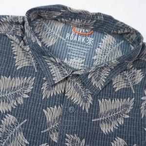 Roark Perforated Button Down Shirt Palm Leaf Print Mechanical Stretch Mens XL - Picture 1 of 10