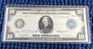 Series 1914 Large $10 Federal Reserve Note - Chicago - White & Mellon (Fr. 931A) - Picture 1 of 17