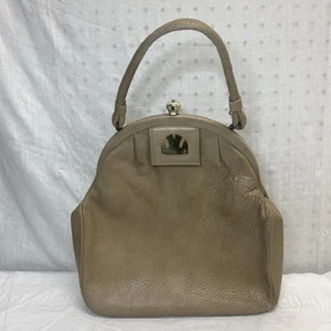 Bolso de mano clásico vintage de cuero granulado tostado sable con asa superior VER - Imagen 1 de 20