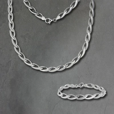 Silberdream Set Gioielli Collier & Bracciale per Donna Treccia Lucido Argento - Immagine 1 di 4