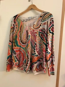 Chico’s Orchidee Blumen Paisley Print V Neck Pullover Sweater Gr. 1 Medium - Bild 1 von 5