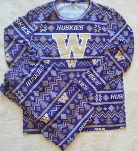 Washington Huskies Mens Ugly Pattern Family Holiday Pajamas Sz 2XL - Picture 1 of 9