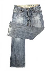 Jeans vintage Y2K GUESS Premium uomo Falcon bootcut blu 38x33 orlo invecchiato - Foto 1 di 9