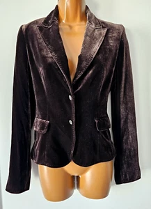 Tahari Brown Silk Blend Velvet 2 Buttons Fitted Blazer Jacket. Size XS - Picture 1 of 13