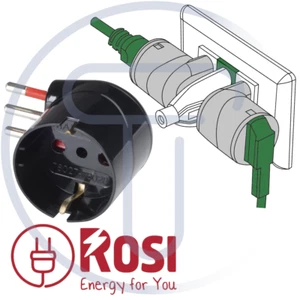 Adattatore a 90° da spina 10A a presa schuko 16A, nero, serie Unika - Rosi - Foto 1 di 5