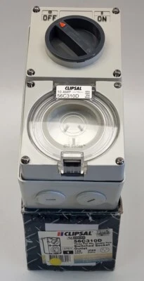 Clipsal 56C310D Switched Socket Outlet 1 Phase 3 Pin 2 Pole 10A 250V IP66 50Hz - Image 1 of 4