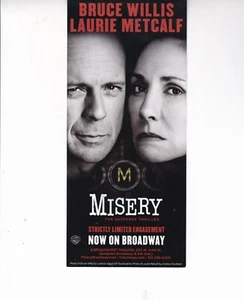 Misery Bruce Willis Laurie Metcalf 4" x 9" pieza promocional - Imagen 1 de 2