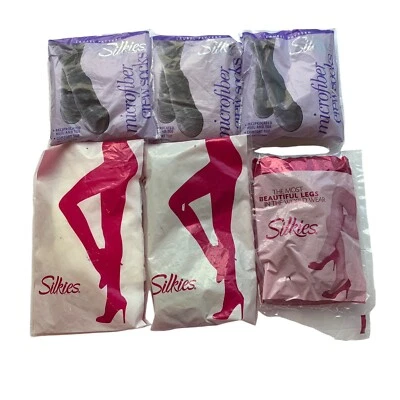 6 Calcetines Vintage Silkies REGULARES Microfibra Crew Hasta la Rodilla Blanco Crema Beige Foto 1 de 4