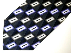 Vtg Croft & Barrow Mens Necktie Tie Purple Grey Navy Blue Geometric 60" Career - Picture 1 of 3