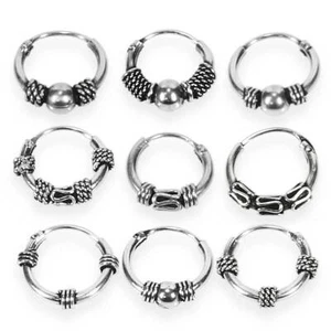 Ohrring SINGLE 925 STERLING SILBER Keltische CREOLE Gothic Celtic Bali EINZELN - Picture 1 of 24