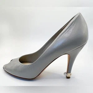 CHANEL Peep-Toe Pearl Accent CC LOGO Heels 39.5 COA - Picture 1 of 10