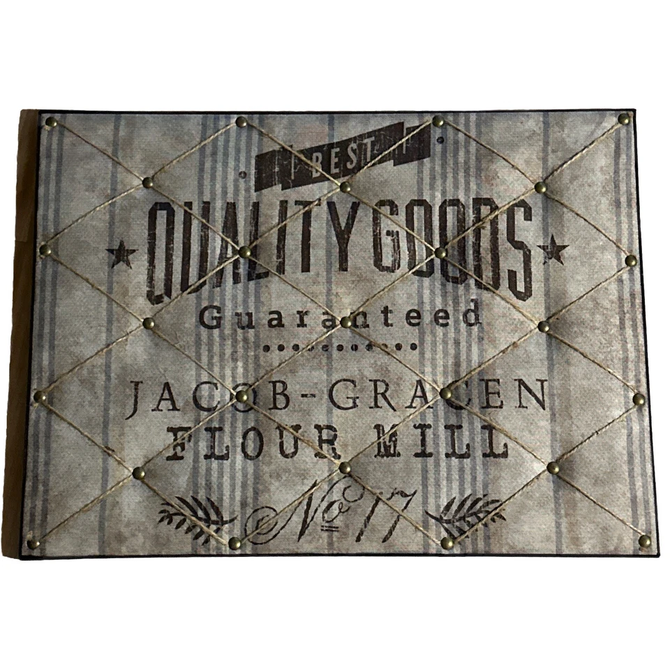 Memo Bulletin Photo Board Canvas Burlap Rustic Farmhouse Wall Display - Image 1 of 4