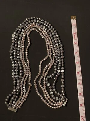 Collar de perlas barrocas de agua dulce rosa y púrpura de varios hilos Foto 1 de 4