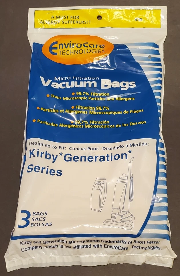 3 x Kirby Generation Series Micro Filtration Vacuum Bag 839 G3 G4 G5 G6 G7 G8 G9 - Image 1 of 2