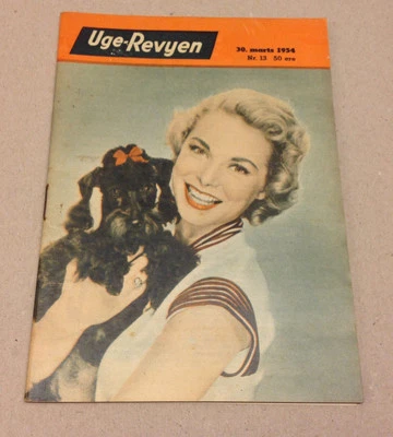 JANET LEIGH W. DOG FRONT COVER HELLE VIRKNER BACK COVER ON Danish Magazine 1954 - Image 1 of 3