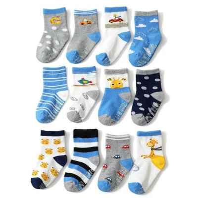 HAIMOBURG 12er Pack Baby Kinder Socken Anti-Rutsch ABS Stoppersocken Baumwolle 1-3 Jahre