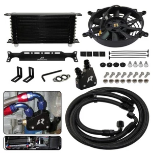 10 Row Oil Cooler+Sandwich Plate adapter For LS1 LS2 LS3+7"Electric Fan+Bracket - Picture 1 of 11
