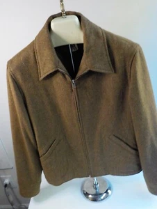 Chaqueta corta de lana LAUREN RALPH LAUREN con cremallera frontal marrón/bronceado talla 14 - Imagen 1 de 7