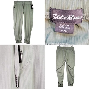 Pantalone jogger donna Eddie Bauer taglia M verde coulisse tasche nuovo escursionismo - Foto 1 di 14