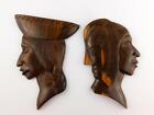 Guayacan Wood From Amazons Set of 2 Carved Faces Man Woman Busts EXCELLENT CON