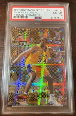 1997 Bowman’s Best Cuts Atomic Refractor #BC10 Shaquille O’Neal LA Lakers PSA 8 - Image 1 of 2