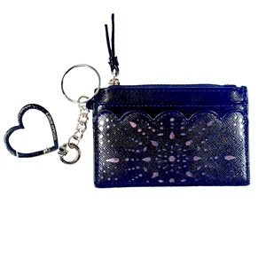 Victorias Secret Credit Card Case Wallet Coin Purse Pouch Heart Keychain Black - Picture 1 of 10