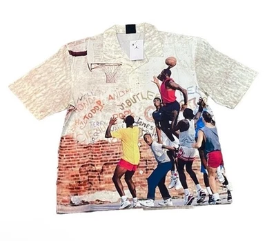 Mens Air Jordan Camp Button Up Shirt Size XL Playground Scene Sail HF9347-133 - image 1 of 4