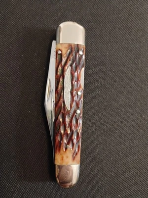 Vintage Parker Cut Co. 3 Blade Whittler Kansas Kane Kutter, Jigged Bone, Nice - Image 1 of 4