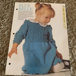 VINTAGE CREATIVE NEEDLES PATTERN - BLUE BELLE KNITTED IN DK YARN  - Picture 1 of 5