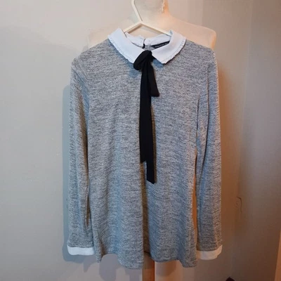 Women's Dorothy Perkins Grey Collar  cuff Combo Tie Knitted Jumper UK Size 12 - Image 1 of 3