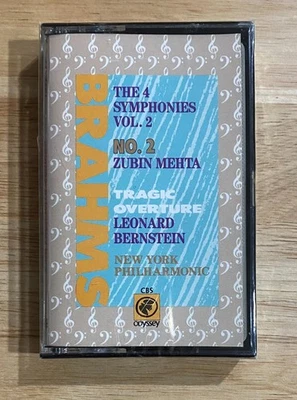 Brahms Symphony No. 2 Tragic Overture Cassette N.Y Philharmonic Mehta Bernstein - Image 1 of 2
