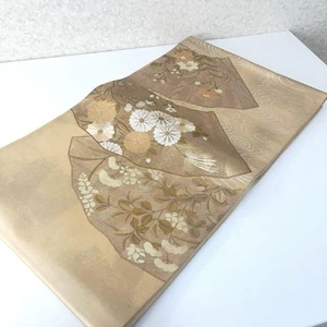 Flower Fukuro Obi Gold - Picture 1 of 5