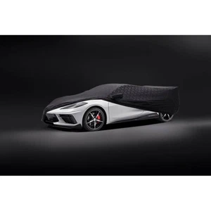 Genuine Chevrolet C8 Corvette Premium Indoor Car Cover - Black w/Crossed Flags - Picture 1 of 1