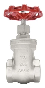 1-1/2" Stainless Steel (316) Gate Valve - 200WOG, FxF NPT - Picture 1 of 5