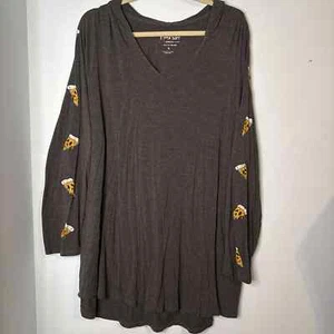 Torrid Super Soft Charcoal Gray Pizza Sleeve Slinky Rayon Hoodie Size 5 (5x) - Picture 1 of 5