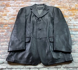 Stafford Executive Leather Jacket Mens Medium Black Sports Coat Blazer Adult - Picture 1 of 15