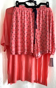 Pajama Set T-Shirt and Shorts 3XL or Sleep Coral Dress Womens 2-3XL NWT - Picture 1 of 15