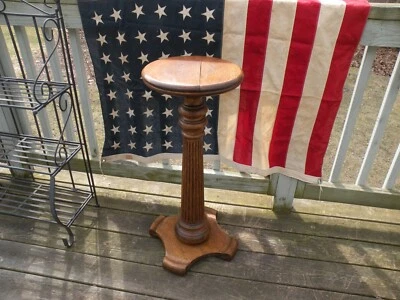 Solid Oak antique tall plant stand - Image 1 of 4