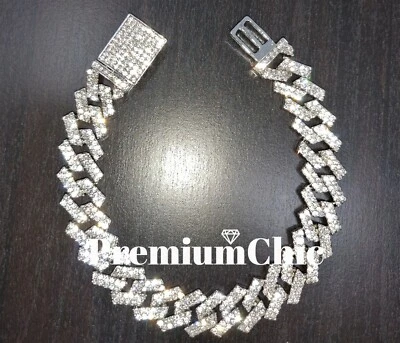 ICED Miami Diseñador Cubano Punta Eslabón Cadena Pulsera Hombres HipHop Chapado Circonita Joyería Foto 1 de 4