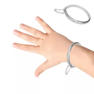 Brazalete de plata esterlina para bebé brazalete brillante para niños 5 1/2" - Imagen 1 de 6