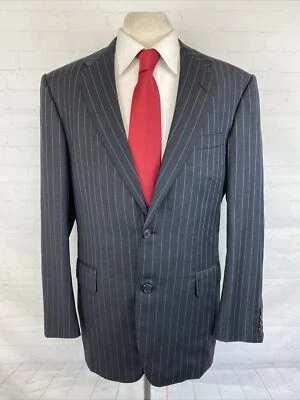 Blazer a rayas grises para hombre Super 120 Oxxford Clothes 42R $1,295 Foto 1 de 4