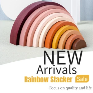 Rainbow Stacker Creative Baby Wooden Toys Building Blocks Balance Stacking Games - Picture 1 of 10